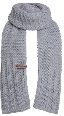 KNIT FACTORY - Alex Schal - Lange Strickschal - Mit grobmaschige Strickmuster - Aus Wolle - Für Damen und Herren - Grau - 200 x 45 cm