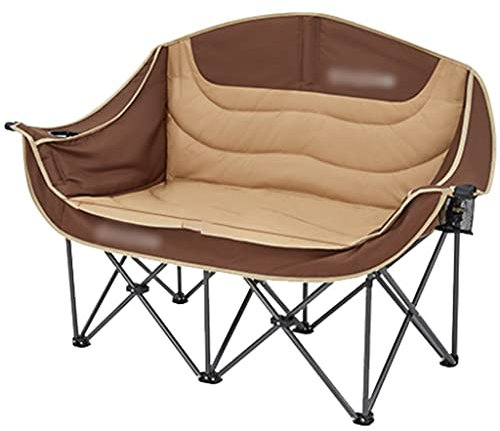 Campingstuhl Regiestuhl Faltbar Leicht Tragbar Klappbare Doppel Campingstühle Im Freien, Komfort Tragbarer Liebes Strandstuhl, Gartenstühle Mit Gepolstertem Sitz Und Taschen, Schwerlast