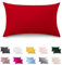 ATsense 2er Set Kissenbezug 50x50 cm - 100% Baumwolle, Rot Kopfkissenbezug Weich und Hypoallergen, ÖkoTex Zertifiziert, Kissenhülle mit Reißverschluss für Allergiker Geeignet