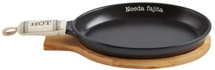 Mud Pie Circa Fajita Skillet Set, Black, 13 1/2 x 7 dia