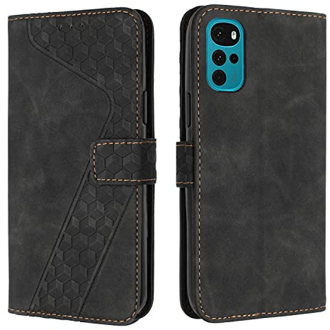 OKZone Funda para Motorola Moto G22, PU Cuero Flip Carcasa Fundas Móvil de Tapa Libro Caso Piel PU para Motorola Moto G22, Billetera Tarjetero Case Telefono Cubrir Móvil Phone Cover(Negro)