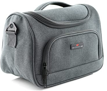 Von Cronshagen Kosmetikkoffer Cloud 2.0 | Kulturtasche aus Polyester | mit abnehmbarem Schulterriemen | Aufsteckfunktion (Anthracite)