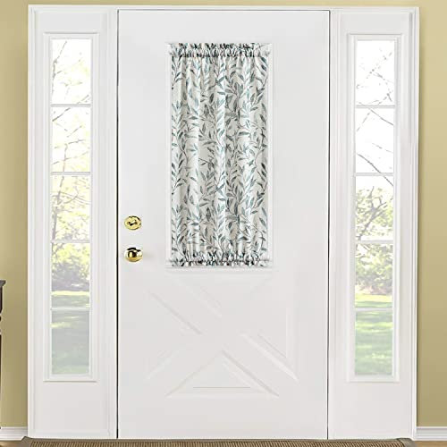 VOGOL Terrassentürvorhang mit Blätterdruck, lichtfilternde Haustürvorhänge für Glasfenster, 1 Stück, Kurze Vorhangstangentaschen-Paneele für Küche, 63,5 x 101,6 cm