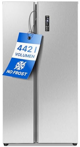 Bomann® Side by Side Kühl Gefrierkombination | No Frost | 442L Inhalt | Kühlschrank mit Gefrierfach | Kühlschrank mit MultiAirflow-Technologie | Verbrauch 287 kWh/Jahr | SBS 7344 inox