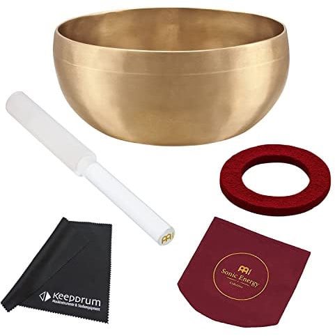 Meinl Sonic Energy SB-U-700 Universal Serie Bronze Klangschale Singing Bowl für Meditation Yoga + Klangschalen-Reiber + keepdrum Mikrofasertuch