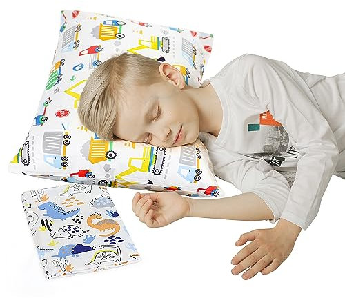 Kleinkind-Kissen-Set, 3 Stück, EIN Kinderkissen mit Zwei weichen 100% Baumwoll-Kissenbezügen (33 x 45 cm) für Kleinkinder