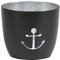 Seaside No.64 - Maritime Windlichter Baltic aus Metall mit ausgestanzten Motiven - Verschiedene Farbkombinationen für Teelichter & Stumpenkerzen in Haus und Garten (Anker - schwarz, Silber)