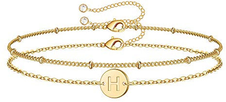 TINGN Armband Damen Gold, Gold Armband mit Buchstaben H Armband Mädchen Armband mit Gravur Namensarmband Personalisierte Geschenke Verstellbare Buchstaben Armband Gold Schmuck Damen Mädchen
