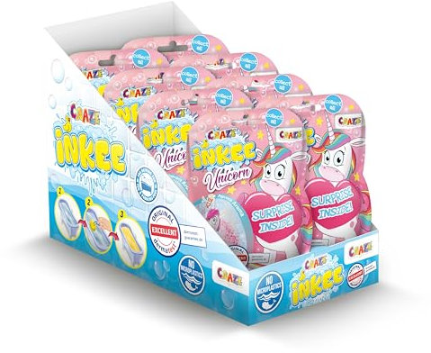 INKEE Unicorn | 8er Set Badebomben Kinder mit Überraschung, Badekugeln 8X 100g mit Einhornfiguren, Pop-Corn Duft