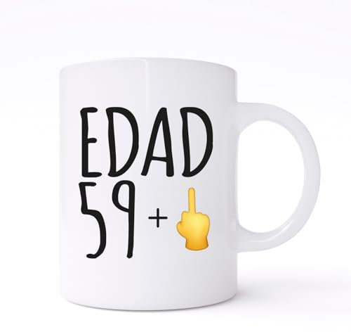COOLPRESENTS Taza 60 cumpleaños hombre o mujer Regalo Original - Taza de desayuno personalizada - Regalos divertidos de 60 cumpleaños - 60 aniversario broma - Regalos amigas - Taza 60 años sesenta años