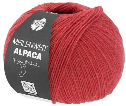 LANA GROSSA Meilenweit 100 Alpaca | Kuschelweiches Alpaka-Sockengarn, im Wollprogramm bis 30°C | Handstrickgarn aus 70% Alpaka & 30% Polyamid | 100g Wolle zum Stricken & Häkeln | 420m Garn FB2003