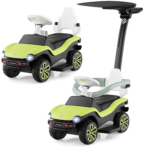 GOPLUS 3 in 1 VW autorisierte Schiebeauto, Rutschfahrzeug mit abnehmbarem Schiebgriff, Schutzbügel, verstecktem Stauraum, Hupe, Musik & Licht, Kinderauto für Kinder von 1 bis 3 Jahren