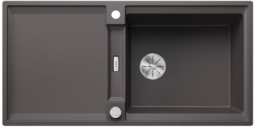 BLANCO ADIRA XL 6 S | Granitspüle aus SILGRANIT felsgrau | [100x50x21,2 cm] | für 60 cm breite Unterschränke | Reinigungsfreundlich | Großes Becken | reversibel