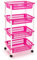 Acan Tradineur - Carrito verdulero Modelo PLFT de plástico con 4 Niveles y Ruedas, cestas apilables portaobjetos, Frutas, Verduras, Cocina, baño (Rosa - 85 x 40 x 30 cm)