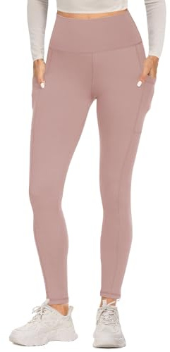 FOTOCITI Gym Leggings for Women with Pockets Black High Waisted Leggings Soft Elastic Opaque Tummy Control Slim Trousers Sports Workout Running Yoga Pants