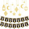 RYAN 1 Set Ramadan Deko Ramadan Kareem Banner Gold Stern Mond Ramadan Eid Mubarak Dekoration Anhänger für Eid Festival Party Dekoration Ramadan Kareem Dekoration (Schwarz, Gold)