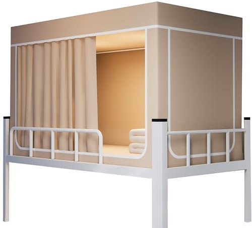 Leodun Etagenbettzelt für Jungen und Mädchen,Tragbar Atmungsaktivität Schlafzelte mit Moskitonetz Traumzelt, Verdunkelungs Bettvorhang Betthimmel Zelt für Erwachsene,Beige,190×90×90cm