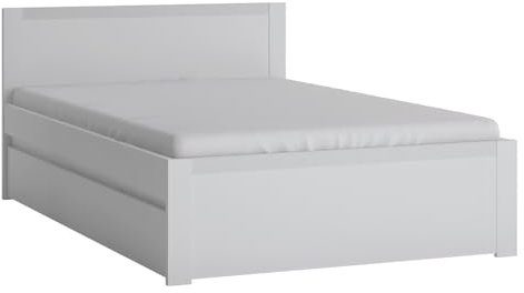 Lomadox Bettgestell weiß Bett Liegefläche 120x200 cm mit Bettschublade Gästebett Links oder rechts montierbar 127x80x205 cm