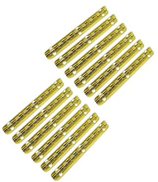 QCAA Solid Brass 90 Degree Small Piano Hinge Wooden Jewery Box, Cabinet Closet, 97mm x 7mm, Vibrated Brass, Made in Taiwan, 12 Pack