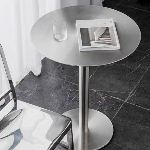 Bistrotisch Runder Bartisch Frühstückstisch 40 cm/50 cm Edelstahl-Tischplatte aus Stahl, Theken-Bistro-Pub-Tische mit Metallsockel, platzsparender Pub-Esstisch, einfach zu montieren (Größe: