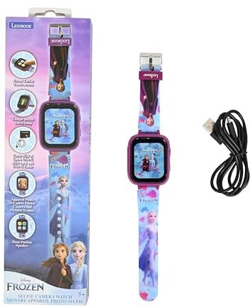 LEXIBOOK, Frozen, Reloj con cámara Selfie, Pantalla táctil HD, Cámara 720p, Reproductor MP3, Altavoz Integrado, Grabadora de Voz, Podómetro, 5 Juegos, Azul/Violeta, DMW070FZ