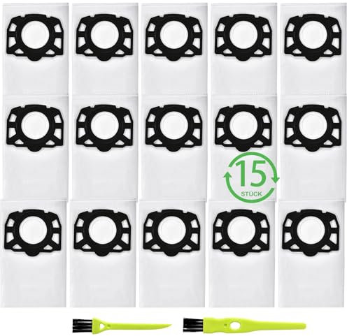 13 bolsas de aspiradora para Karcher WD4 WD5 WD6 WD5P WD6P Premium MV4 MV5 MV6 Bolsa de KFI 487, compatible con Kärcher Aspiradoras multifuncionales (13 bolsas de aspirador+1 par de pinceles)