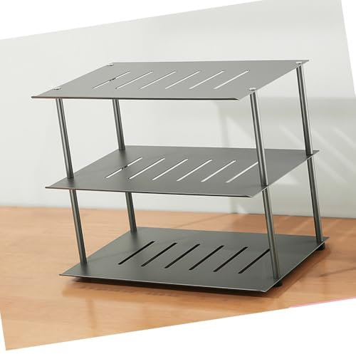 IMUNKT Tisch-Beamer Ständer, Audio Rack, HiFi Regal Medienständer, 2-Etagen Offenes Router-Regal, Aluminium, Plattenspieler/Spielekonsole/Kabelbox/TV Zubehör Ständer(Grey,27x18.5x27.5cm)