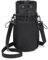 KSIBNW Wasserflasche Flaschenhalter Tasche, Wasserdicht Wasserflaschenhalter mit Verstellbarem Schultergurt Wasserflaschen-Tragetasche mit Handytasche für Reisen Zum Wandern Laufen, Schwarz