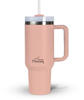 Any Morning Thermobecher mit Strohhalm, Edelstahl, 1,2 L, Pink