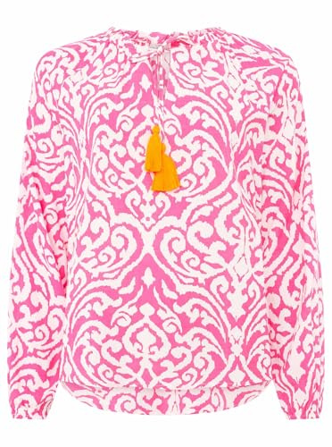 Zwillingsherz Damen Bluse, Viskose, Langarm, Rundhals, Gemustert, Modern