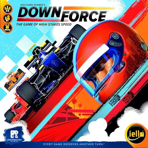 Downforce Brettspiel | Das Hochgeschwindigkeits-Biet- und Rennspiel für 2–6 Spieler | EN
