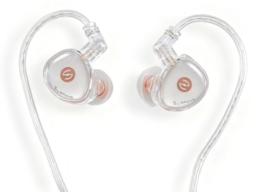 Surfans M10 Hi-Res Wired In-Ear Monitor Headphones, 1DD+1BA Hybrid Driver IEM Earphones, Dynamic+Balanced, Dual Magnetic Circuit, 3.5mm Plug, Silver-Plated 4-Core 0.78mm 2pin Cable, Lossless HiFi