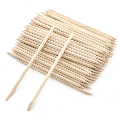 200 palitos de madera de color naranja, palillos de cutículas de doble cara, de madera de naranja, multifuncionales para manicura y pedicura (4,5 pulgadas)