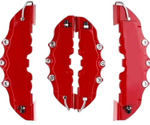 4 pezzi 3D copri pinza freno a disco per auto, copri freno rosso, kit di accessori anteriori e posteriori rossi, adatti per cerchi da 18-24 pollici Freno De Automóvil Protección Para Freno