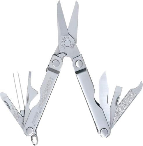Leatherman Micra - Llavero Multiherramienta de Acero Inoxidable con Tijeras de Resorte y 9 Herramientas, Acero Inoxidable