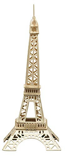 Pebaro 881 Holzbausatz Eiffelturm, 3D Puzzle Bauwerk Paris, Modellbausatz, Basteln mit Holz, Holzpuzzle, Bastelset, vorgestanzte Holzplatte, ausbrechen, zusammenstecken, fertig, Geschenkidee, Mittel