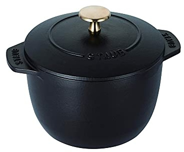 staub La Cocotte de GOHAN 40509-655 La Cocotte de GOHAN Black M 6.3 (16 cm) Pentola per riso, 2 pezzi, in ghisa, compatibile con induzione, cuociriso