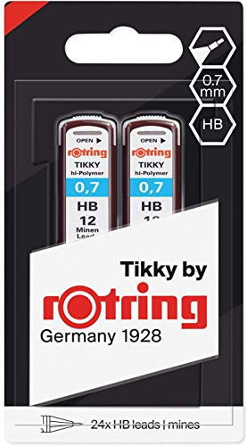 rOtring 1904837 Hochpolymer-Ersatzminen für Feinminenstifte, 0,7 mm, HB, 2 x 12 Minen