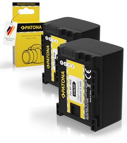 PATONA 2x Batteria ricambio per Canon BP-808 BP-807 BP-809 BP-819 BP-827 batterie compatibile con Canon HG-21 HG-20 HF11 HF100 FS-100 Legria HF-M36 HF-M306 HF-M307 HF-M406