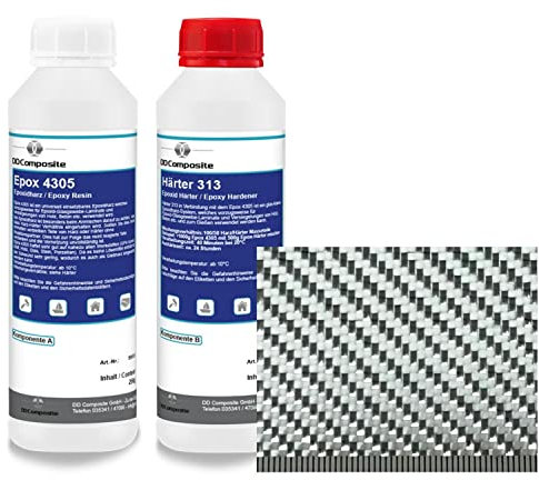 Epoxidharz 375g plus 1m² Designgewebe alu-silber 290g/m² Köper hochglänzendes alufarbenes Design für schöne auffallende Oberflächen