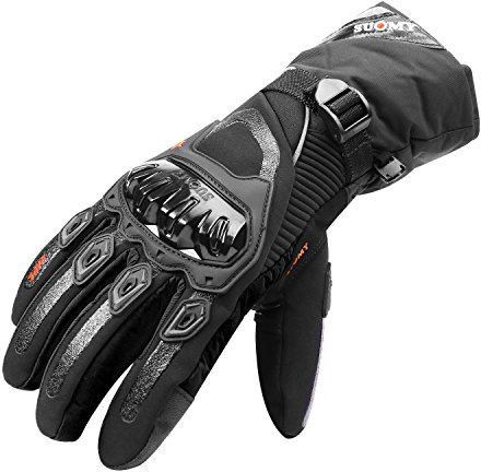 TAGVO Guanti Moto Invernali Caldi Antivento Impermeabile, Protezione nocche Dita palmari Guanti da Equitazione Moto Touch Screen Funzione, Manicotto Ben Cucito con Polsino Ben Aderente