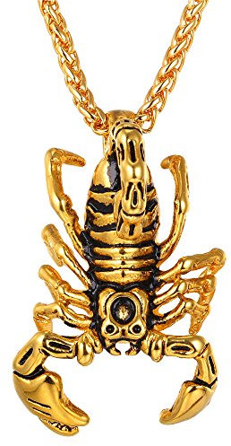 U7 Männer Halskette mit Skorpionsentwurf Anhänger Herren Goldene Kette mit Gotische Skorpion Anhänger für Damen Gold Sternzeichen Kettenanhänger Edelstahl Halsschmuck Tier Modeschmuck für Weihnachten