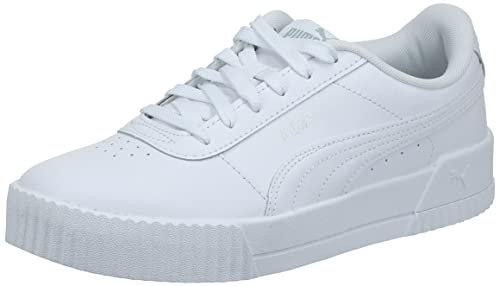 PUMA Carina L, Scarpe da Ginnastica Basse Donna, Puma White Puma White Puma Argento, 38.5 EU