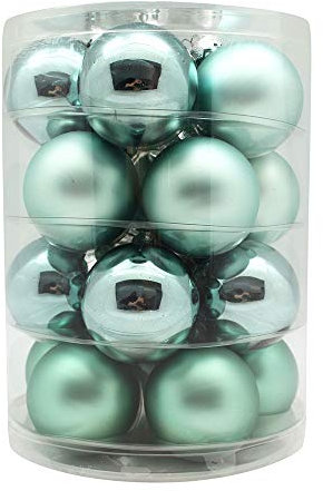 Magic Weihnachtskugeln Glas 6cm, 20 STK. Christbaumkugeln, Farbe: Winter Jade (Mint mintgrün Aqua Glanz matt)