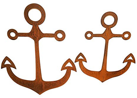 Bornhöft Anker Metall Rost Gartendeko Edelrost Groß rostig 2er Set 40x32cm + 30x24cm