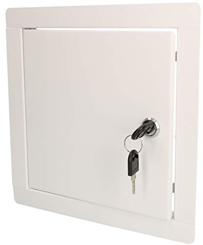 KOTARBAU® Puerta de inspección, 20 x 20 cm, Acero inoxidable, Panel de acceso, Compuerta de fácil acceso, Puerta de revisión, Trampilla para pared o techo, Blanca, Cerradura con llave