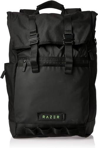 Razer Recon Rolltop Backpack (15.6) - Versatile All-weather Backpack (Roll-top Design with Zip Opening, Water and Abrasion Resistant, Dedicated Slot for Laptops up to 15 Inches) Black