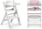 Ms BabyWorld Seggiolone Full per bambini in legno, completamente, evolutivo, seggiolone, ergonomico, regolabile, sicuro, Bianco/Rosa