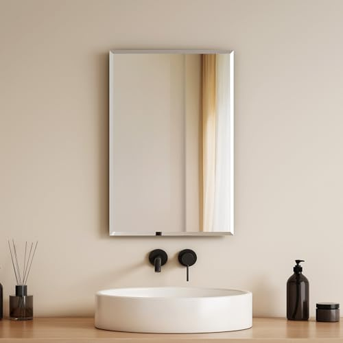 EMKE Bathroom Mirrors 300x450mm, Rectangular Frameless Wall Mirror for Bedroom/Living Room, Rectangle Vanity Wall Mounted Mirrors for Bathroom, Dressing Room & Living Room