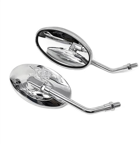 WREXIL Rückansicht Universal Motorrad Spiegel Chrom Oval Motorrad Rückspiegel Für Honda Shadow 400 600 VT 700 VT750 VT800 VT1100 (Color : Chrome)